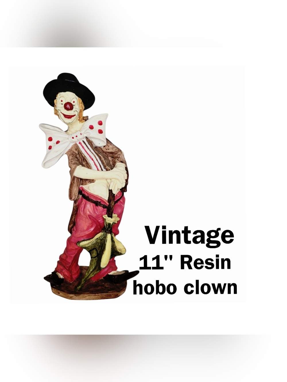 Vintage Creepy Resin Clown Figurine 11" Height